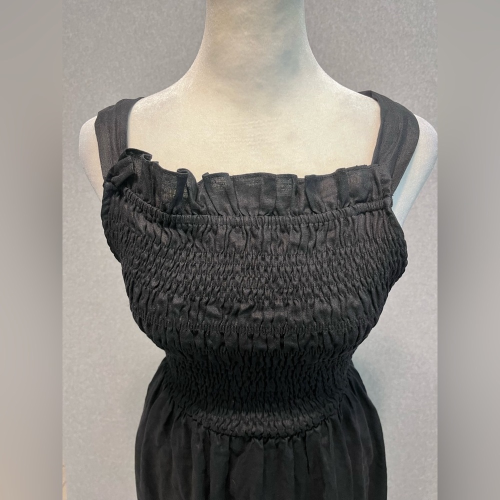 SANCIA Mirela Strappy Back Smocked Dress apron linen - Picture 6 of 15